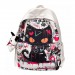 Graffiti Black Cat Backpack - Korean Style, Large Capacity